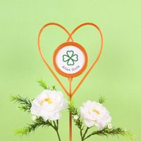 DIY Blumenstecker Herz kupferfarben-Dekorationsbeispiel mit Fotoaufkleber Alles Gute
